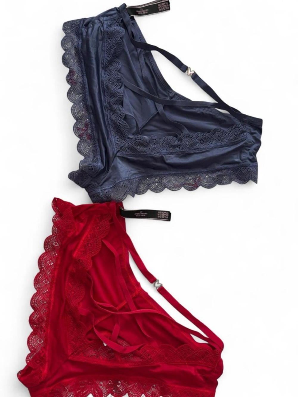 Victoria’s Secret Lace-Trim Panties - Navy & Red